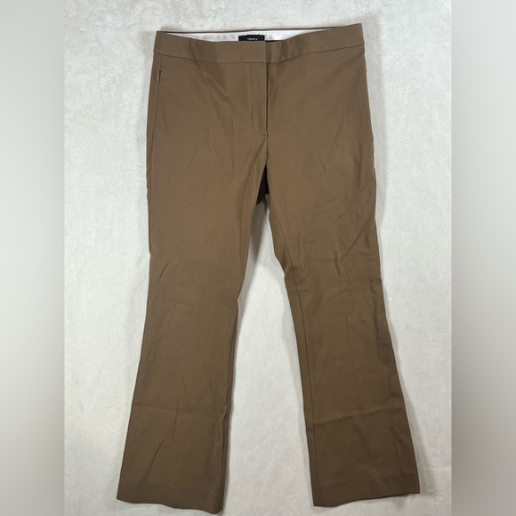 Theory Women’s Size 4 Dark Camel Brown Tan Trousers Sleek Chic Classic C10 - Picture 1 of 9